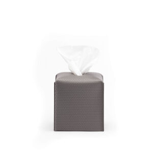 Grey Curved Leather Tissue Box