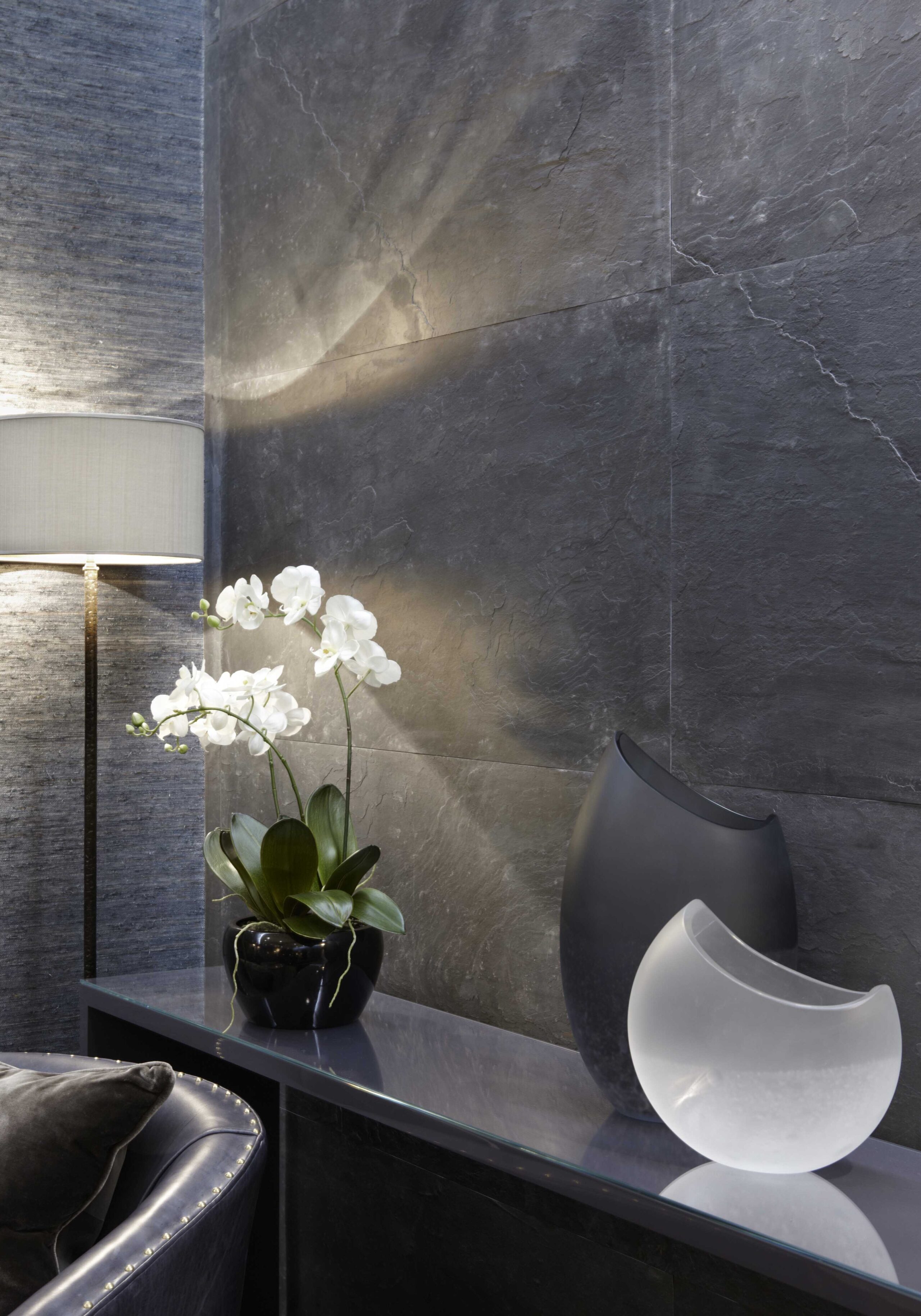 Close up of decor in private jet lounge