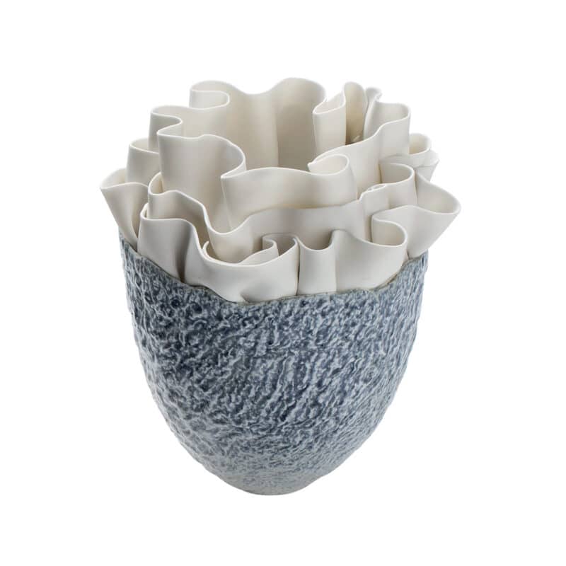 Luxury Blue Rippled Porcelain Vase
