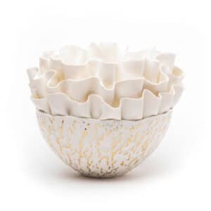 Hand-Sculpted Luxury Gold Porcelain Bowl