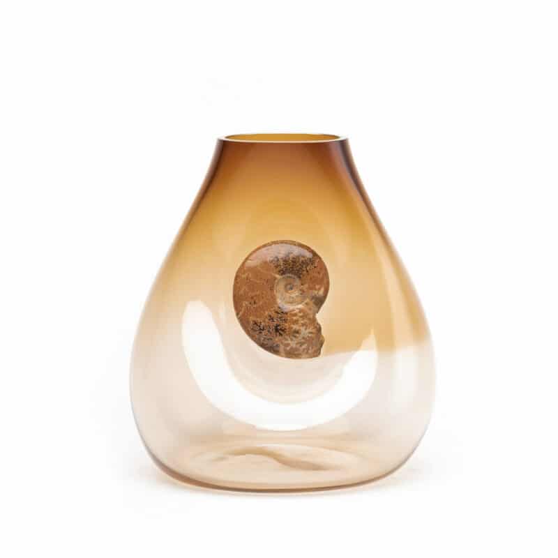 Ammonite Ombre Amber Designer Glass Vase