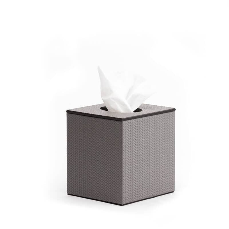 Auri Grey Italian Leather Tissue box cover