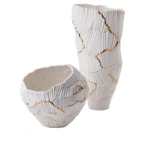 Crackled Gold Porcelain Bowl