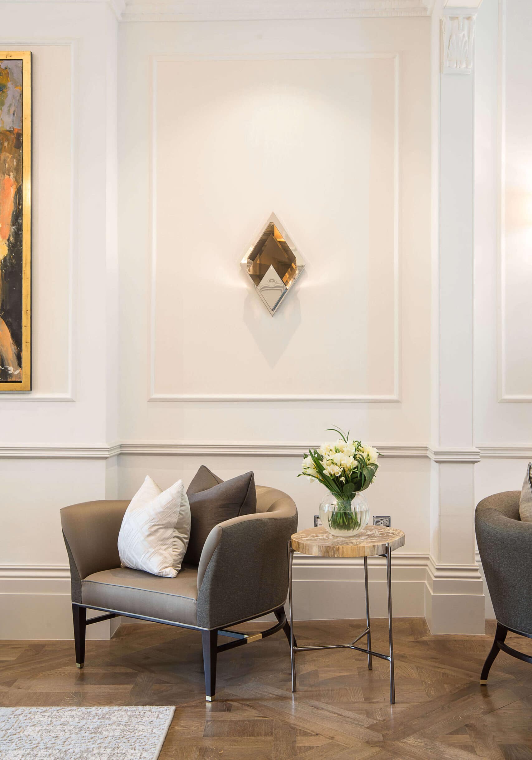 gorgeous armchair in townhouse interior design project