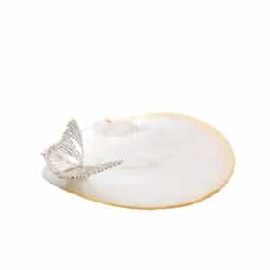 Designer silver and mother of pearl soap dish