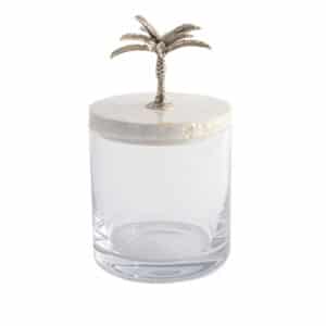 Silver handmade palm storage jar for bathrooms