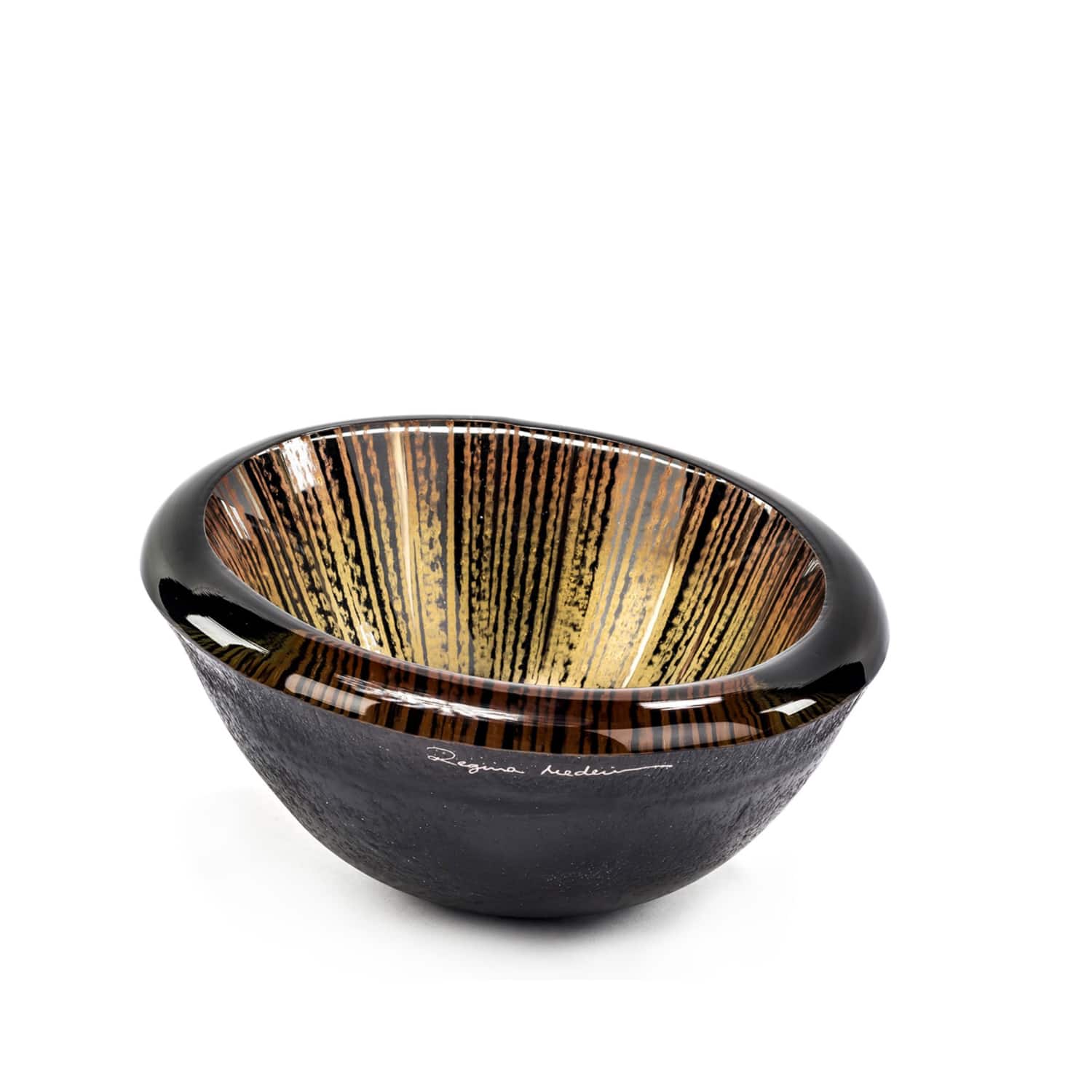Designer bronze glass bowl