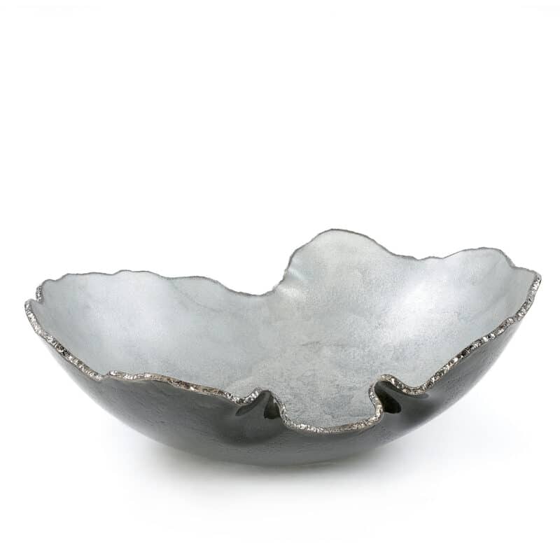 Silver Organic Glass Bowl With Silver Hue