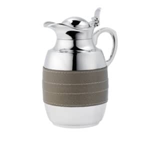 Designer stainless steel and leather carafe
