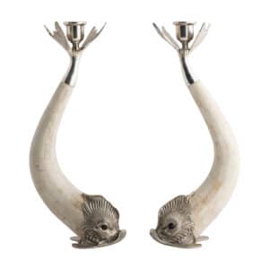 Pair of Baroque Style Dolphin Candlesticks